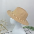thumbnail image 5 of IDALL Bucket Hats Fedora Hats for Women Ladies Fashion Fedora Hat Panama Hat With Handmade Pearls Beach Hat Khaki One Size, 5 of 9