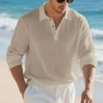 thumbnail image 4 of zbxnLI Mens Linen Shirts Collared V Neck Buttons T-Shirts Long Sleeve Casual Shirt Fall Winter Tops, 4 of 9