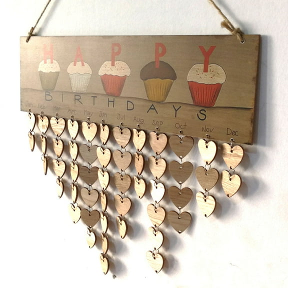 ORDDIART 1 Set Multi Colored Wooden Plaque Calendar Birthday Reminder Wall Decoration 40x12x0.5in