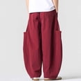 thumbnail image 5 of SAWOBUUN Mens Casual Barrel Pants Wide Leg Elastic Waist Drawstring Loose Fit Trousers Casual Summer Streetwear with Side Pockets, 5 of 6