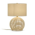 thumbnail image 5 of Evelyn&Zoe 21" Coastal Rattan Table Lamp with White Drum Linen Shade, 5 of 9
