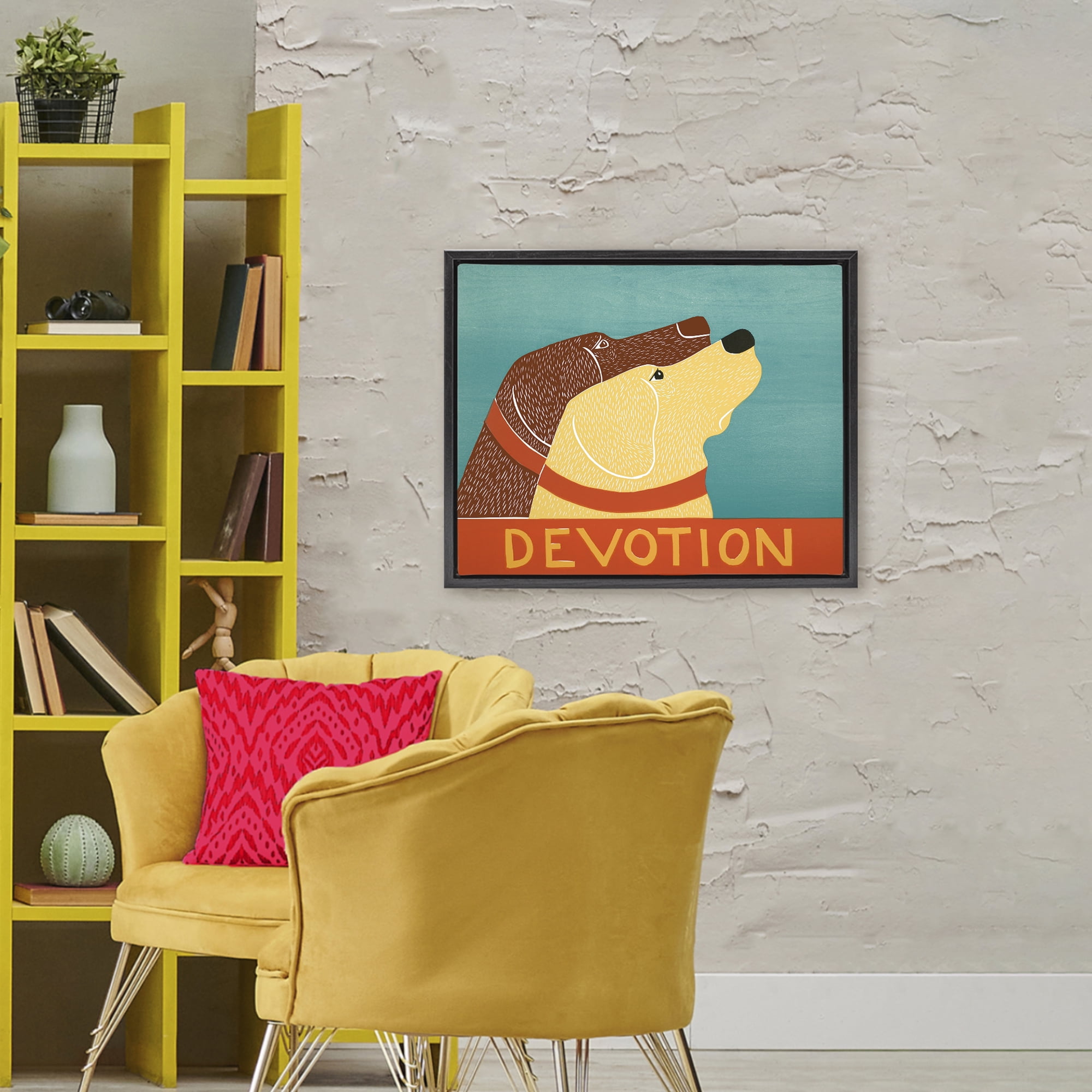 Devotion Dog Duo Black Framed Floater Canvas Wall Art, design by Stephen Huneck