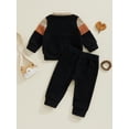 thumbnail image 4 of Suealasg Toddler Baby Boy 2Pcs Fall Outfits Long Sleeve Contrast Color Sweater + Pants Set 3 6 9 12 18 24 Months Infant Boys Fall  Winter Warm Clothes, 4 of 7