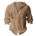 thumbnail image 2 of Plebaso Mens Button down Hooded Shirts Long/Short Sleeve Drawstring Hoodies Casual Plain Tops with Pockets, 2 of 3