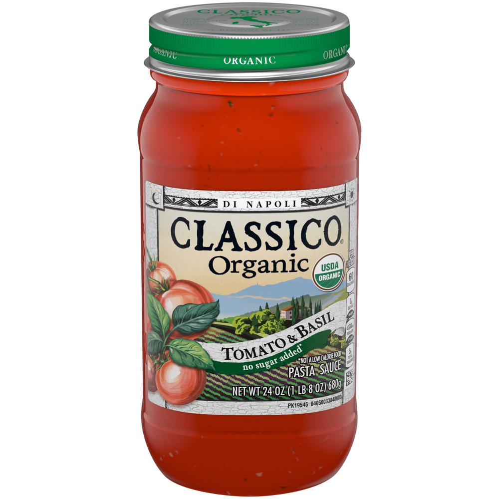 Classico Organic Tomato & Basil Pasta Sauce with No Sugar Added, 24 oz