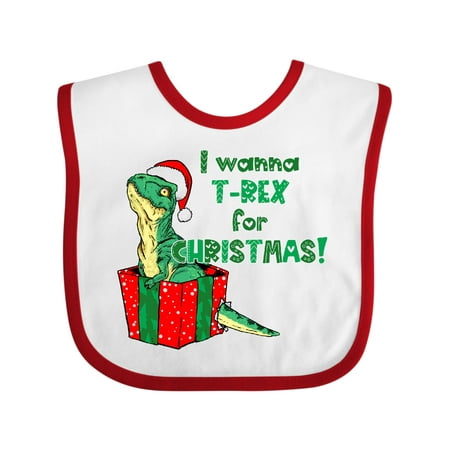 

Inktastic I Wanna T-Rex for Christmas Cute Dinosaur in Gift Gift Baby Boy or Baby Girl Bib