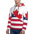 thumbnail image 3 of Wukai USA Canada Flag Print Men Hoodies Fleece Sweatshirts Long Sleeve Sweaters Pullover Fall Outfits Winter Clothes-Large, 3 of 7