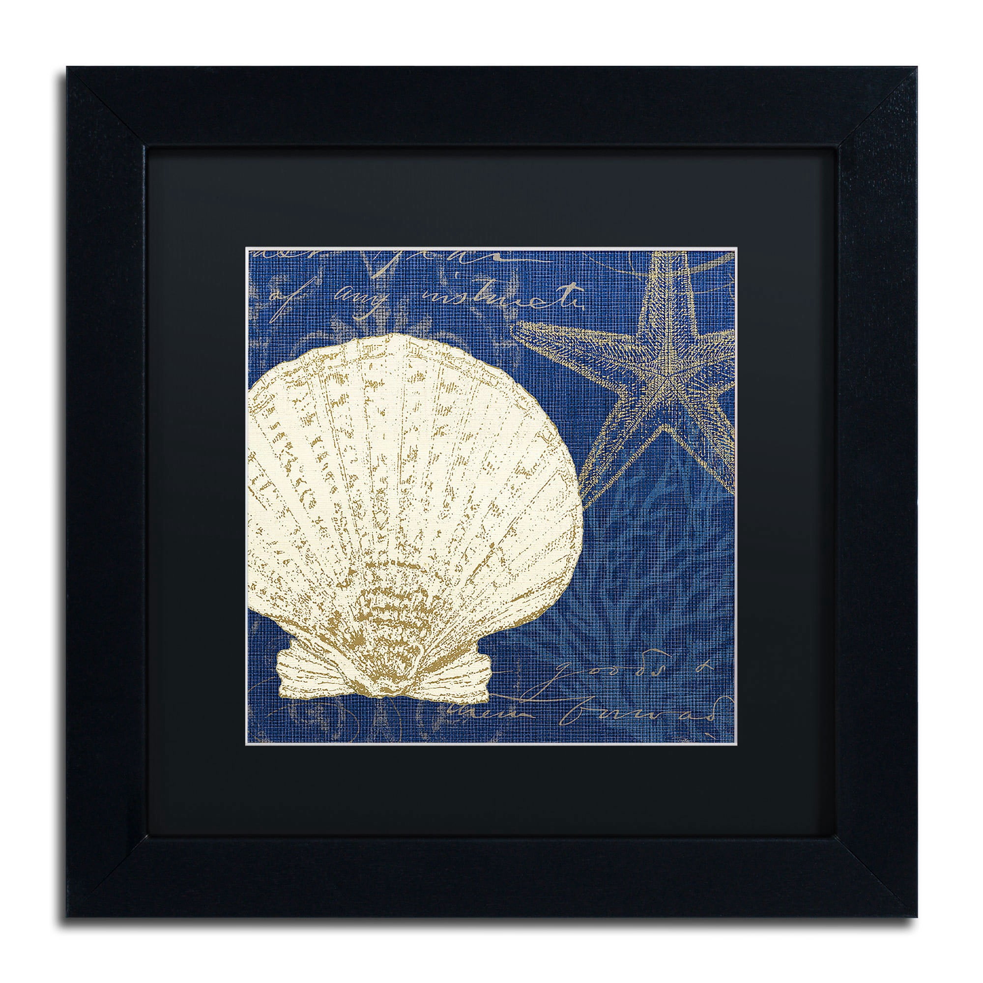 Trademark Fine Art "Coastal Moonlight II Teal" Canvas Art by Pela Studio, Black Mat, Black Frame