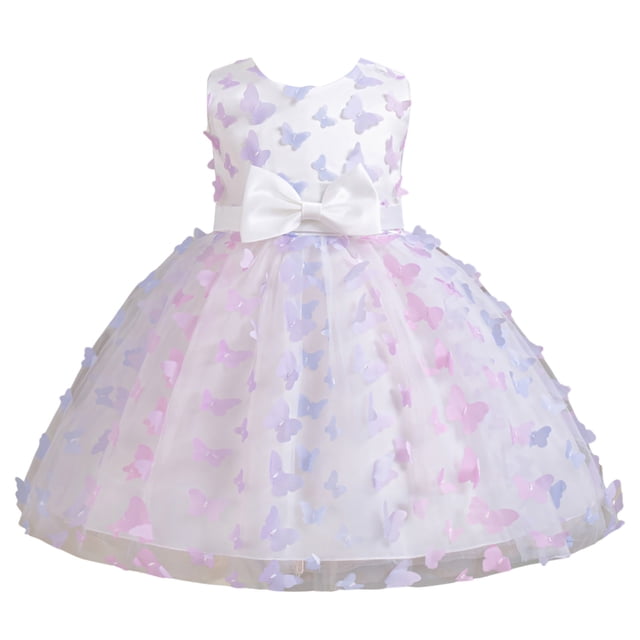 WEAIXIMIUNG Robes pour Enfants pour Mariage Robe de Concours pour Fille Enfant Fête Nœud Sans Manches Robe Robes