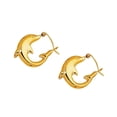 thumbnail image 3 of JewelStop 14K Yellow Gold Dolphin Hoop Earrings - 18x22 mm, 1.5gr., 3 of 4