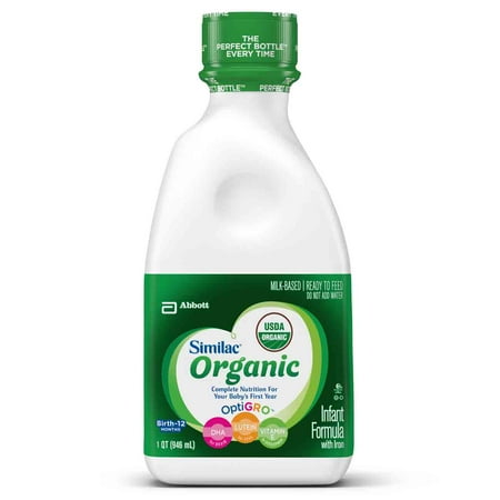 Similac Organic Infant Formula with Iron, Ready to Feed, 1 qt