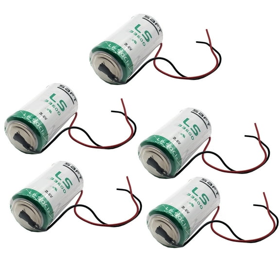 5x SAFT LS33600_WIRE D 3.6V 1700mAh Primary Lithium Thionyl Chloride Battery