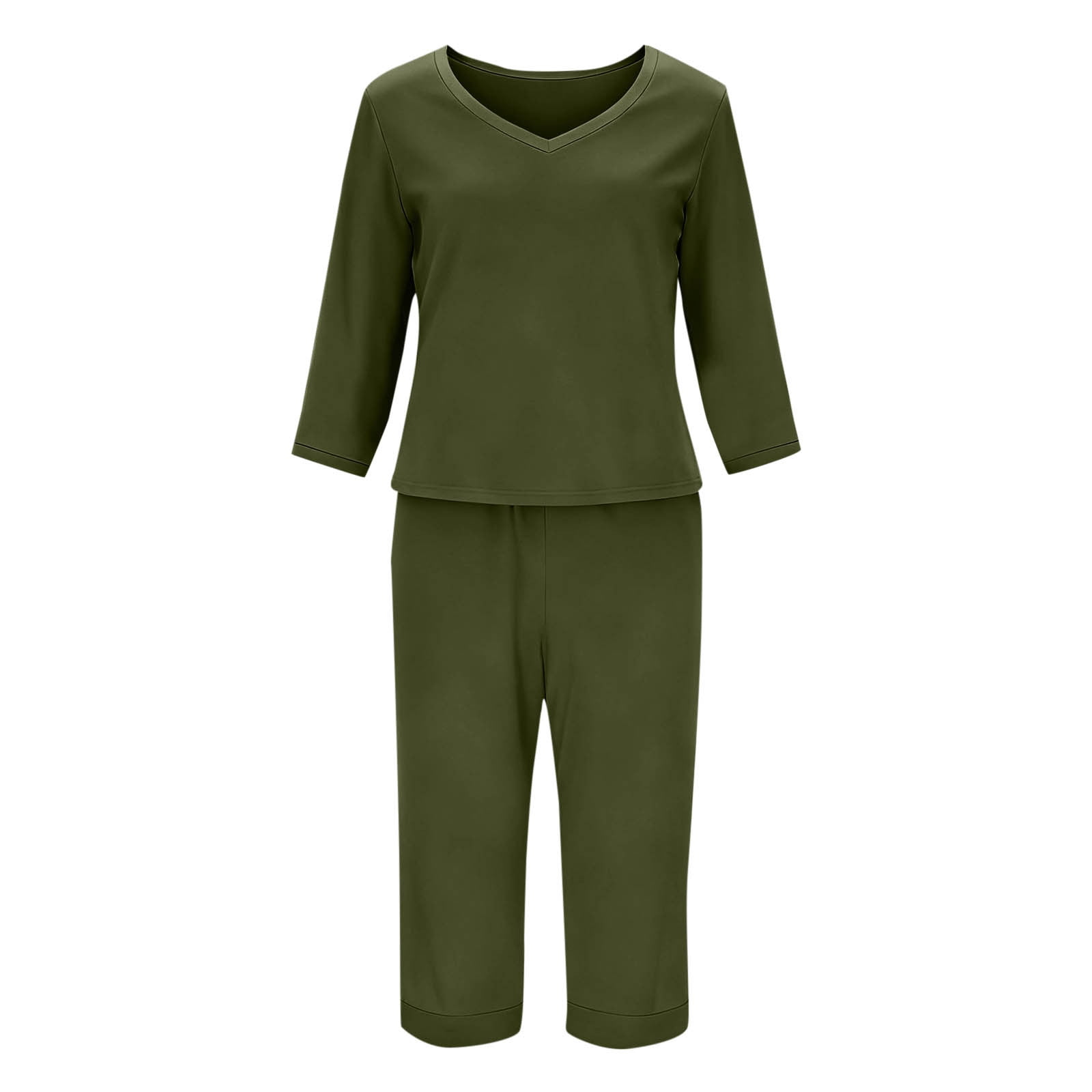 Ensemble 2 Pièces Survêtement Femme Côtelé Automne Hiver - Pyjama Décontracté Col V Manches Longues Et Pantalon Large