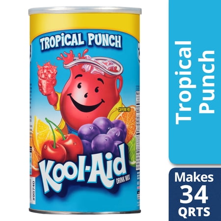 UPC 043000957400 product image for Kool-Aid Sweetened Tropical Punch Powdered Drink Mix, Caffeine Free, 82.5 oz Can | upcitemdb.com