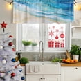 thumbnail image 5 of Blue Coastal Beach Curtain Valances for Windows, Kitchen Valance Window Treatments Panel 2 Pack, Summer Nautical Ocean Beige Rod Pocket Short Curtains for Bathroom Bedroom 54 x 18 Inch, 5 of 8