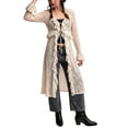 thumbnail image 4 of Lnmiateer Women Sheer Lace Maxi Duster Cardigan Ruffled Long Sleeve Deep V Neck Flowy Mesh Kimono Cover Up For Party Layering Outfits, 4 of 8