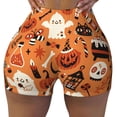 thumbnail image 2 of Xecao Halloween 2 Print Workout Shorts for Women Soft Smooth Gym Yoga Scrunch Active Tennis Workout Running Shorts-Large, 2 of 8