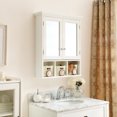 thumbnail image 3 of Spaco Bathroom Storage Cabinet, Medicine Cabinets with Mirror, 2 Doors 2 Adjustable Shelf, Storage Basket, White Wood Cabinet Wall Mounted for Indoor as Bathroom, Laundry Room, White, 3 of 10