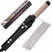 LCD Ceramic Curling Wand - 1 Inch Auto Rotating Titanium Barrel, 4 Adjustable Temps, Fast Heat-Up, Dual Voltage & Anti-Scald