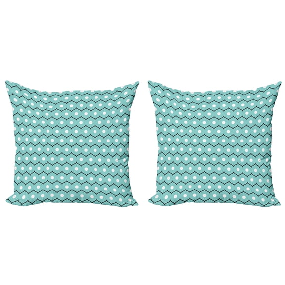 Ambesonne Abstract Throw Pillow Cover 2 Pack, Circles and Stripes, 24", Seafoam Black White