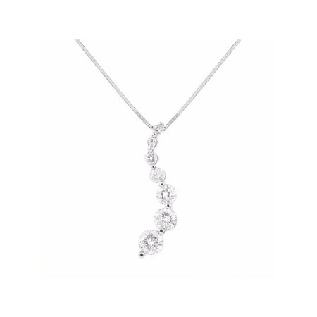 Journey Necklace Set - Diamond Journey Pendant Necklace Set in 14K White Gold With 18