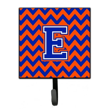 Carolines Treasures CJ1044-ESH4 Letter E Chevron Orange and Blue Leash or Key Holder Single Hook multicolor