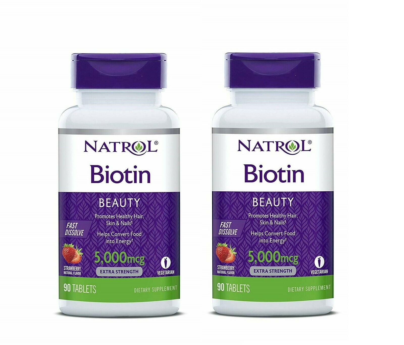 Natrol Biotin 5,000 mg Extra Strength Dietary Supplement 90 Tablets