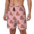 thumbnail image 1 of Balery Heart Capybara Bañador para hombre, shorts de playa de secado rápido con entrepierna y forro de compresión-3X-Large, 1 of 6