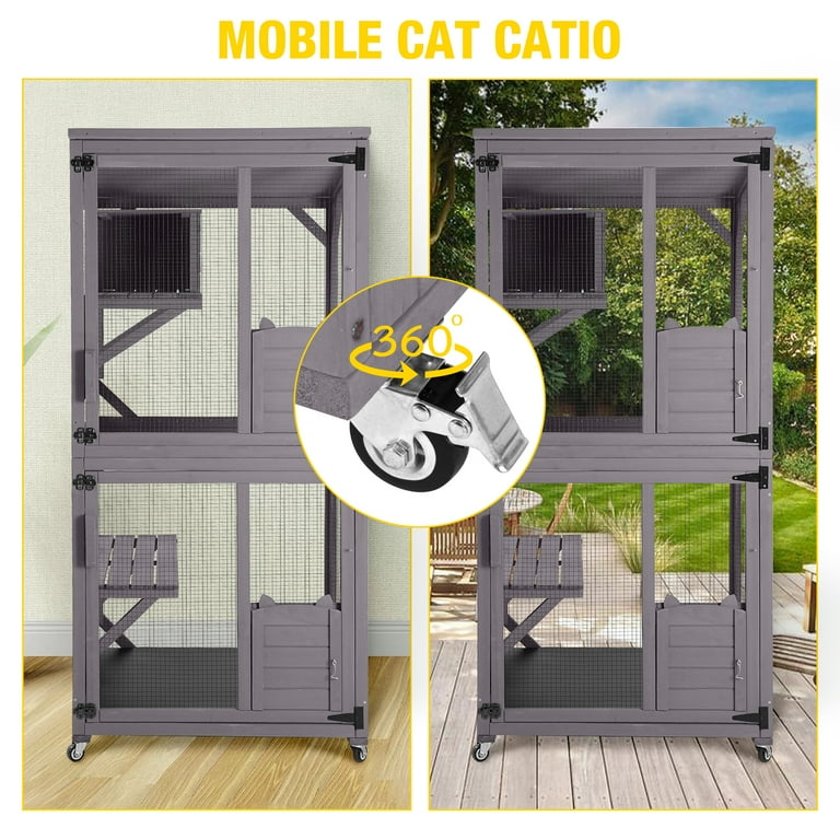 Aivituvin Outdoor Cat Enclosure with Wheels, 3-Tier Catio photo 6
