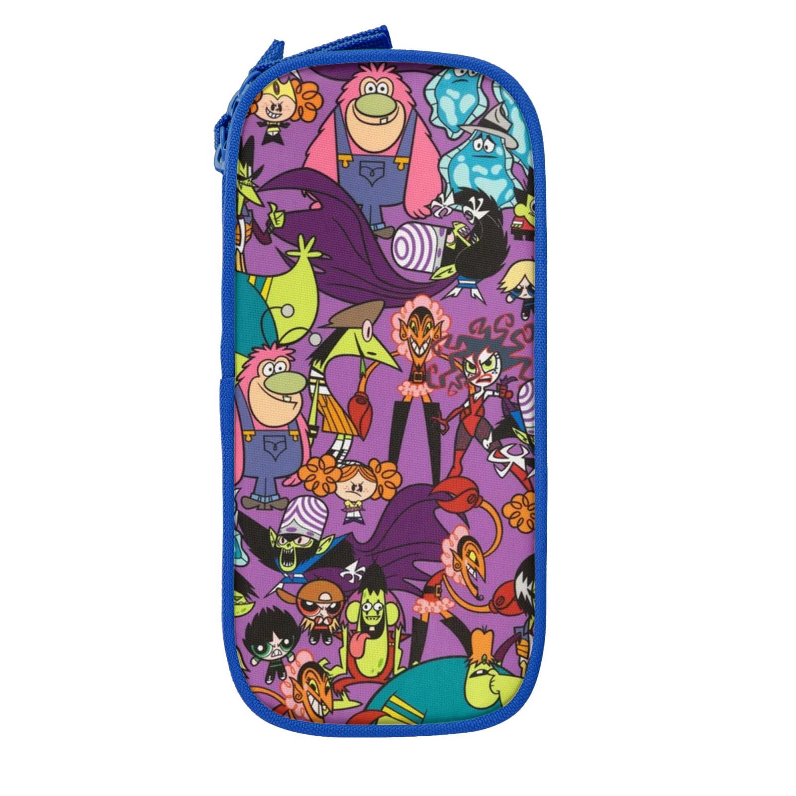 The Powerpuff Gi-rls Pencil Case Large Capacity Pencil Pouch Penbag Office Stationery Organizer Travel Makeup Bag Blue