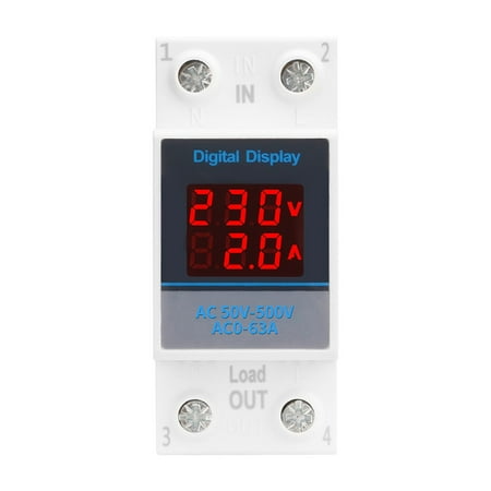 

35mm Din Rail Single Phase Ammeter Voltage Meter Measuring AC 50-500V Modular