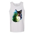 thumbnail image 2 of Earth Wolf Trees Mountains Nature Animal Lover Mens Graphic Tank Top, White, Small, 2 of 3