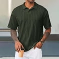 thumbnail image 4 of Men's Polo Shirt Knit Textured Stretchy Casual Short Sleeve Collared Button Split Loose Fit Summer Golf Shirts,L, 4 of 5