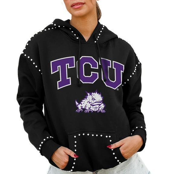 Women's Gameday Couture  Black TCU Horned Frogs Studded Pullover Hoodie