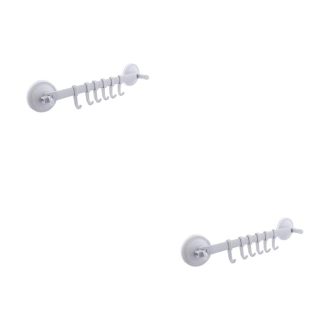 Yuarrent Colgador de pared Vacío 6 ganchos Estante Organizador colgante Soportes Ventosa Toalla Lechón Accesorios de cocina de plástico Blanco 2piezas