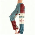 thumbnail image 2 of WTOBBY Women's Holiday Print Flannel Pajama Pants, Fashionable Christmas-Themed Sleepwear with Comfortable Fit, Merry Christmas Design for Women,Light Blue XL, 2 of 6