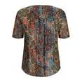 thumbnail image 6 of ZVAVZ Women Summer Tops 2025 Plus Size Floral Print Pleated Blouses Loose Button Up Henley Round Neck Shirts Casual Short Sleeve Swing Flowy Tunic Brown,3XL, 6 of 7