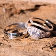 thumbnail image 4 of Sparkle Jewels 14K White Gold Finish Silver Round Cut Cubic Zirconia His & Her Trio Ring Set, 4 of 5