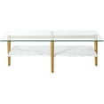 thumbnail image 6 of Evelyn&Zoe Otto 47" Wide Rectangular Coffee Table with Faux Marble Shelf, Brass, 6 of 8