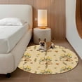 thumbnail image 3 of Round Area Rug 3ft, Retro Easter Rabbits Yellow Flower Non-Shedding Washable Area Rug, Watercolor Plant Non Slip Low-Profile Circle Rugs for Living Room, Bedroom Dining Room, 3 of 9
