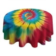thumbnail image 4 of Colorful Tie Dye Mandala Pattern Round Tablecloth 60"x60",Wrinkle Wipeable Table Cloth for Kitchen Dining Room Picnic Patio Party, 4 of 6