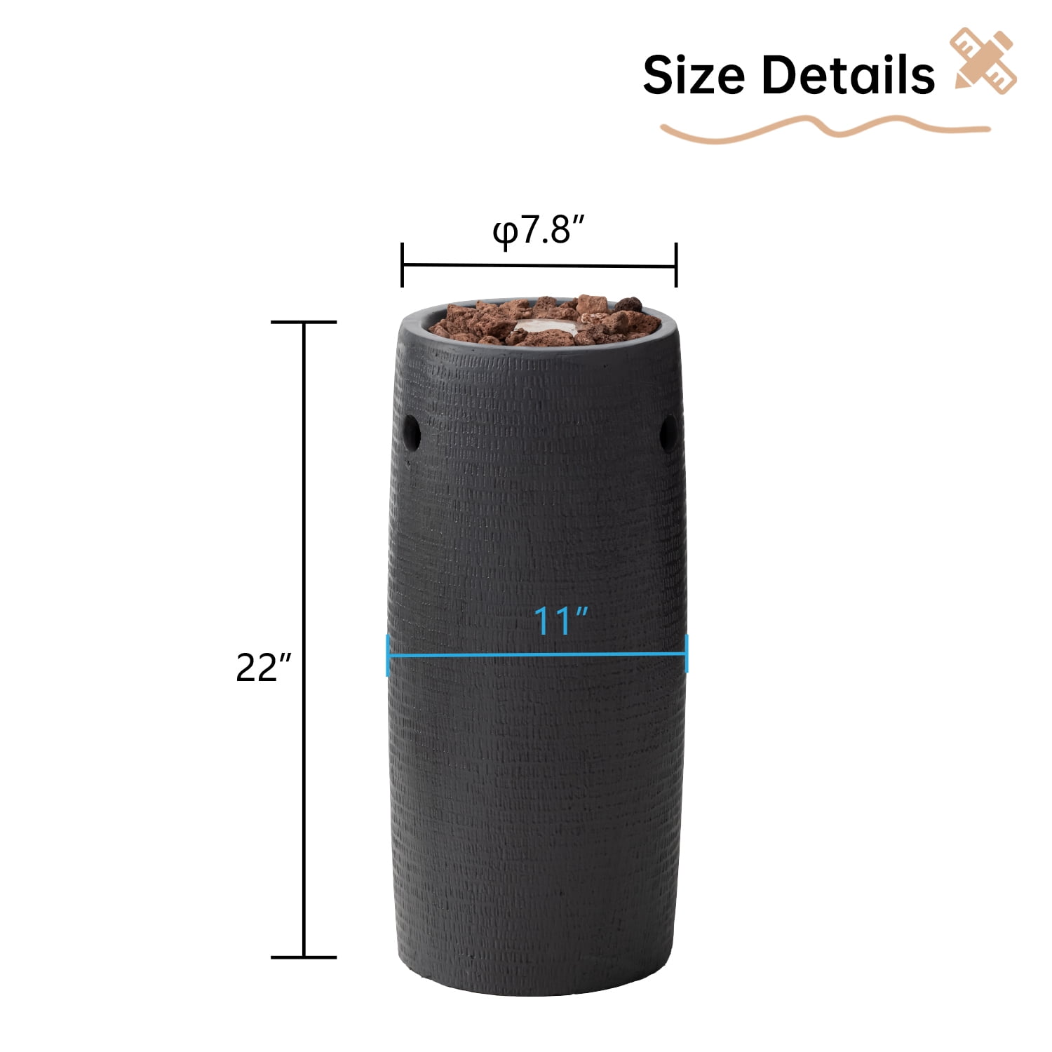 MOALCOFER 15,000 BTU Round Propane Fire Pit Table with Lava Rocks, 11" Outdoor Patio Heater, Waterproof Cover, Graphite Base Gray