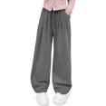thumbnail image 3 of EnJoCho Girls Sweatpants Wide Leg Elastic High Waist Loose Straight Soft Trousers Relaxed Fit Bottoms For Kids Spring Fall Daily Streetwear School Active Wear, 3 of 9