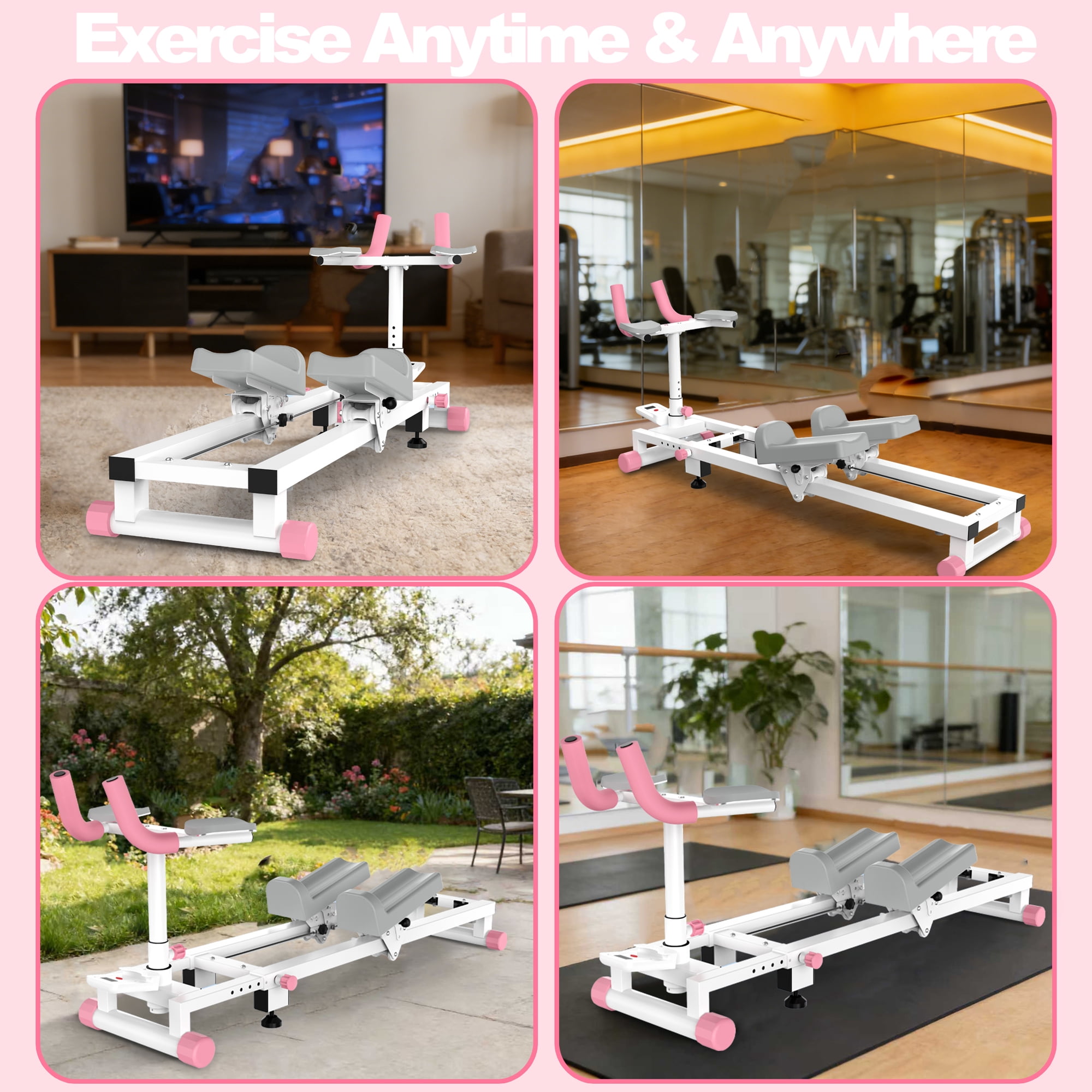 Leumius Crawl Spine Stretch Trainer,Full Body Low-Impact Cardio Machine with Adjustable Hand Grips, Knee Support & Steel Frame,Core Training Equipment for Home Gym Office Daily Workout,Pink