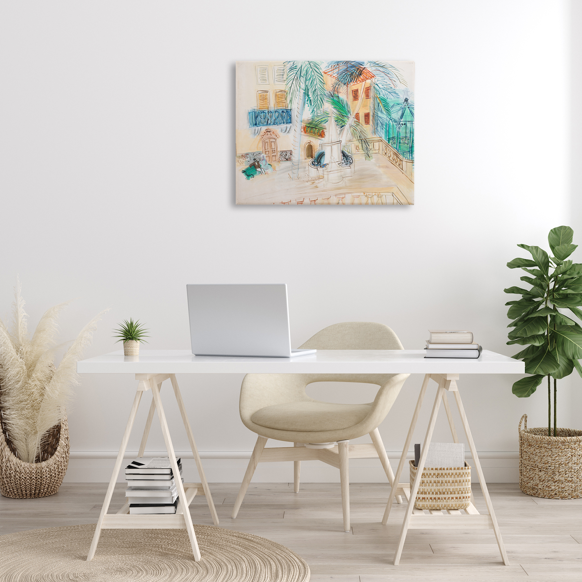 Stupell Industries Couple Sur Un Banc Dufy Classic Buildings & Architecture Painting Wrapped Canvas Art Print Wall Art, 30 x 24