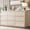 Light yellow vintage wood grain (AB box) - new structure, variant on Modern 9-Drawer Dresser, Wide Wood Chest of Drawers - Handle-Free Front - Large Storage Cabinet for Bedroom, Living Room, Hallway or Entryway - Embossed Washed Gray - New Structure