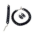 thumbnail image 1 of Conjunto de collar pulsera y pendientes Yinane joyería de cadena gruesa cierre de langosta negro, 1 of 8