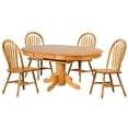 thumbnail image 5 of Sunset Trading Oak Selections 5 Piece 66" Oval Extendable Pedestal Dining Set | Butterfly Leaf Table | 4 Arrowback Chairs | Seats 8, 5 of 6