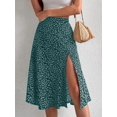 thumbnail image 5 of Women'S Summer High Waisted Flowy Slit Midi Skirts Casual Boho Floral Beach Skirt Green M, 5 of 8