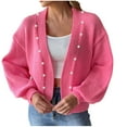 thumbnail image 2 of Amidoa Womens Sweaters Cardigan Pink Cute Long Sleeve Solid Open Front Knit Cardigans Cardigans for Women S, 2 of 8